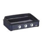 ENO Enosign 80 Navy Blue Gas Plancha with Three Circular Burners and Double-Wall Plate - Image 2