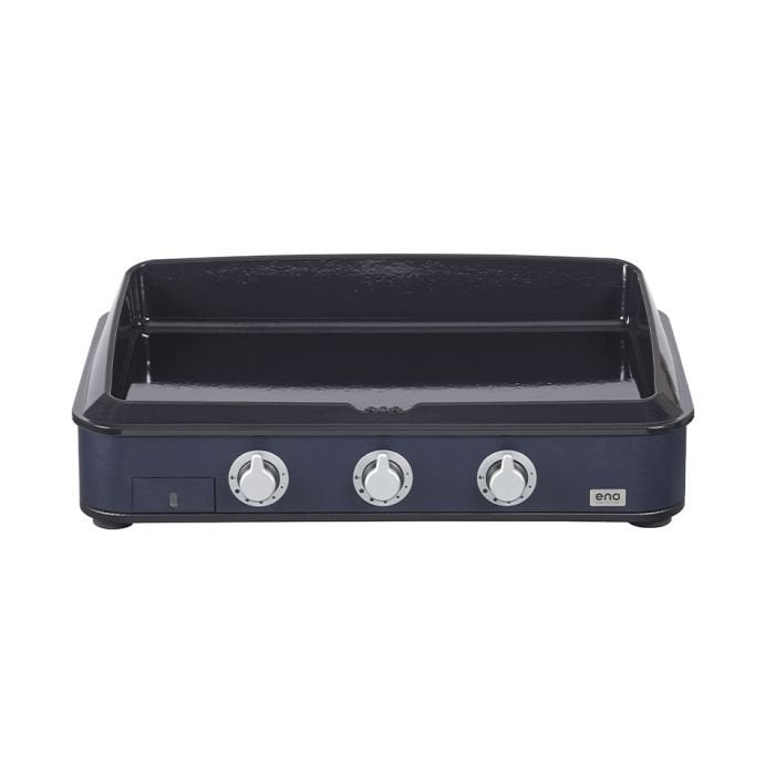 570332580701-2_plancha_enosign_80_bleu_navy_eno_181.jpg ENO Enosign 80 Navy Blue Gas Plancha with Three Circular Burners and Double-Wall Plate - Image 1