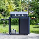 ENO Enosign 80 Navy Blue Gas Plancha with Three Circular Burners and Double-Wall Plate - Image 4
