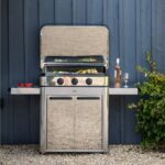 Combo Enosign 80 Inox Stainless Steel Gas Plancha with Trolley and Soft-Close Lid