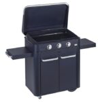 ENO Enosign 80 Stainless Steel Plancha Trolley in Navy Blue with Folding Shelves - Image 3