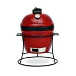 Kamado Joe Junior Ceramic Charcoal BBQ Grill with Cast Iron Stand and Heat Deflector