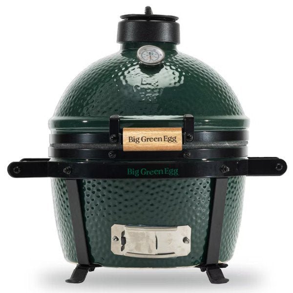 MiniMax-Front.jpg Big Green Egg MiniMax Ceramic Kamado Charcoal BBQ with Feet and Carrier - Image 1