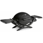 Weber Q1200 Portable Gas BBQ in Black with Folding Side Tables