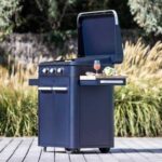 ENO Enosign 80 Stainless Steel Plancha Trolley in Navy Blue with Folding Shelves - Image 4