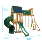 KidKraft Skyway Resort Multi-Level Wooden Swing Set with Playhouse, Twin Slides and Crow's Nest - Image 3