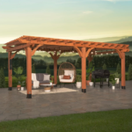 Backyard Discovery Beaumont 20 ft x 12 ft Cedar Wood Pergola with Built-In Power Outlets and USB Ports - Image 2