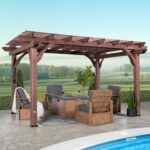 Backyard Discovery Somerville 14 ft x 10 ft Cedar Pergola with PowerPort, Dark Walnut - Image 2