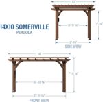 Backyard Discovery Somerville 14 ft x 10 ft Cedar Pergola with PowerPort, Dark Walnut - Image 3