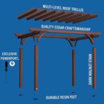 Backyard Discovery Somerville 14 ft x 10 ft Cedar Pergola with PowerPort, Dark Walnut - Image 4