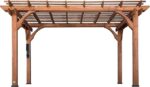 10 ft x 14 ft Traditional Cedar Wood Outdoor Patio Pergola Shade Structure, Medium Brown - Image 7
