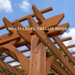 10 ft x 14 ft Traditional Cedar Wood Outdoor Patio Pergola Shade Structure, Medium Brown - Image 9