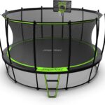 JumpFlex HERO 15 ft Outdoor Trampoline with Safety Net, Ladder and Basketball Hoop