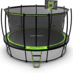 JumpFlex HERO 14ft Outdoor Trampoline With Safety Net, Ladder and Basketball Hoop
