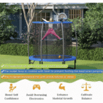 Giantex Outdoor Trampoline with Enclosure and Ladder in 8 ft, 10 ft & 12 ft, ASTM Approved - Image 2