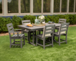 POLYWOOD Lakeside 7-Piece Farmhouse Outdoor Dining Set, Slate Grey - Image 3