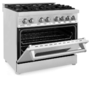 ZLINE 36 in Professional Dual Fuel Range with 4.6 cu ft Convection Oven, Fingerprint-Resistant Steel - Image 2