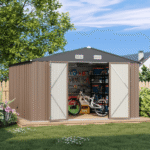 VEIKOUS 10 ft x 10 ft Galvanised Steel Outdoor Storage Shed in Grey, 100 sq ft - Image 2