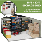 VEIKOUS 10 ft x 10 ft Galvanised Steel Outdoor Storage Shed in Grey, 100 sq ft - Image 3