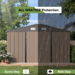 VEIKOUS 10 ft x 10 ft Galvanised Steel Outdoor Storage Shed in Grey, 100 sq ft - Image 5