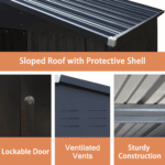 VEIKOUS 10 ft x 12 ft Galvanised Steel Outdoor Storage Shed in Grey, 120 sq ft - Image 3