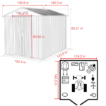 VEIKOUS 10 ft x 12 ft Galvanised Steel Outdoor Storage Shed in Grey, 120 sq ft - Image 4