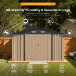 Patiowell 10 ft x 12 ft Outdoor Metal Storage Shed with Sloped Roof and Vents, 119 sq ft - Image 3
