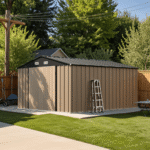 Patiowell 10 ft x 12 ft Outdoor Metal Storage Shed with Sloped Roof and Vents, 119 sq ft - Image 4