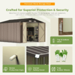 Patiowell 10 ft x 12 ft Outdoor Metal Storage Shed with Sloped Roof and Vents, 119 sq ft - Image 5