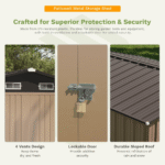 Patiowell 10 ft x 12 ft Outdoor Metal Storage Shed with Sloped Roof and Vents, 119 sq ft - Image 6