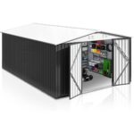 Patiowell 10 ft x 12 ft Metal Garden Storage Shed, Galvanised Steel, 119 sq ft