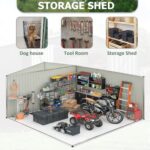 Patiowell 10 ft x 12 ft Metal Garden Storage Shed, Galvanised Steel, 119 sq ft - Image 6