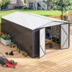 Patiowell 10 ft x 12 ft Metal Garden Storage Shed, Galvanised Steel, 119 sq ft - Image 7