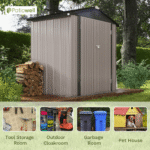 Patiowell 10 ft x 12 ft Galvanised Steel Storage Shed with Double Lockable Doors, 119 sq ft - Image 5