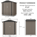 Patiowell 10 ft x 12 ft Galvanised Steel Storage Shed with Double Lockable Doors, 119 sq ft - Image 7