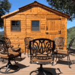 Cedar Sunshed 12 x 12 ft Western Red Cedar Garden Shed in Green with Workbench - Image 10