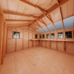 Cedar Sunshed 12 x 12 ft Western Red Cedar Garden Shed in Green with Workbench - Image 6