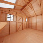 Cedar Sunshed 12 x 12 ft Western Red Cedar Garden Shed in Green with Workbench - Image 7