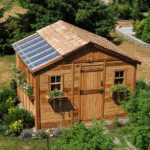 Cedar Sunshed 12 x 12 ft Western Red Cedar Garden Shed in Green with Workbench - Image 9