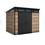 Keter Signature 9 x 7 ft Storage Shed with Pine Graphite Wood-Grain DecoCoat Finish