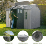 Lifetime 10 ft x 8 ft Outdoor Storage Shed with Adjustable Shelving, Grey - Image 3