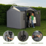 Lifetime 10 ft x 8 ft Outdoor Storage Shed with Adjustable Shelving, Grey - Image 5