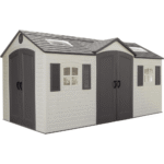 Lifetime 15 ft x 8 ft HDPE Outdoor Storage Shed, Steel-Reinforced, with Shelving and Windows