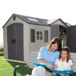 Lifetime 15 ft x 8 ft HDPE Outdoor Storage Shed, Steel-Reinforced, with Shelving and Windows - Image 2
