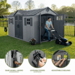 Lifetime 15 ft x 8 ft Dual-Entry Outdoor Storage Shed, Grey - Image 2