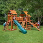 Gorilla Playsets Pioneer Peak Treehouse Cedar Wood Swing Set with Tire Swing, Clatter Bridge and Tower - Image 2