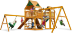 Gorilla Playsets Pioneer Peak Treehouse Cedar Wood Swing Set with Tire Swing, Clatter Bridge and Tower - Image 3