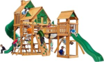 Gorilla Playsets Pioneer Peak Treehouse Cedar Wood Swing Set with Tire Swing, Clatter Bridge and Tower - Image 4