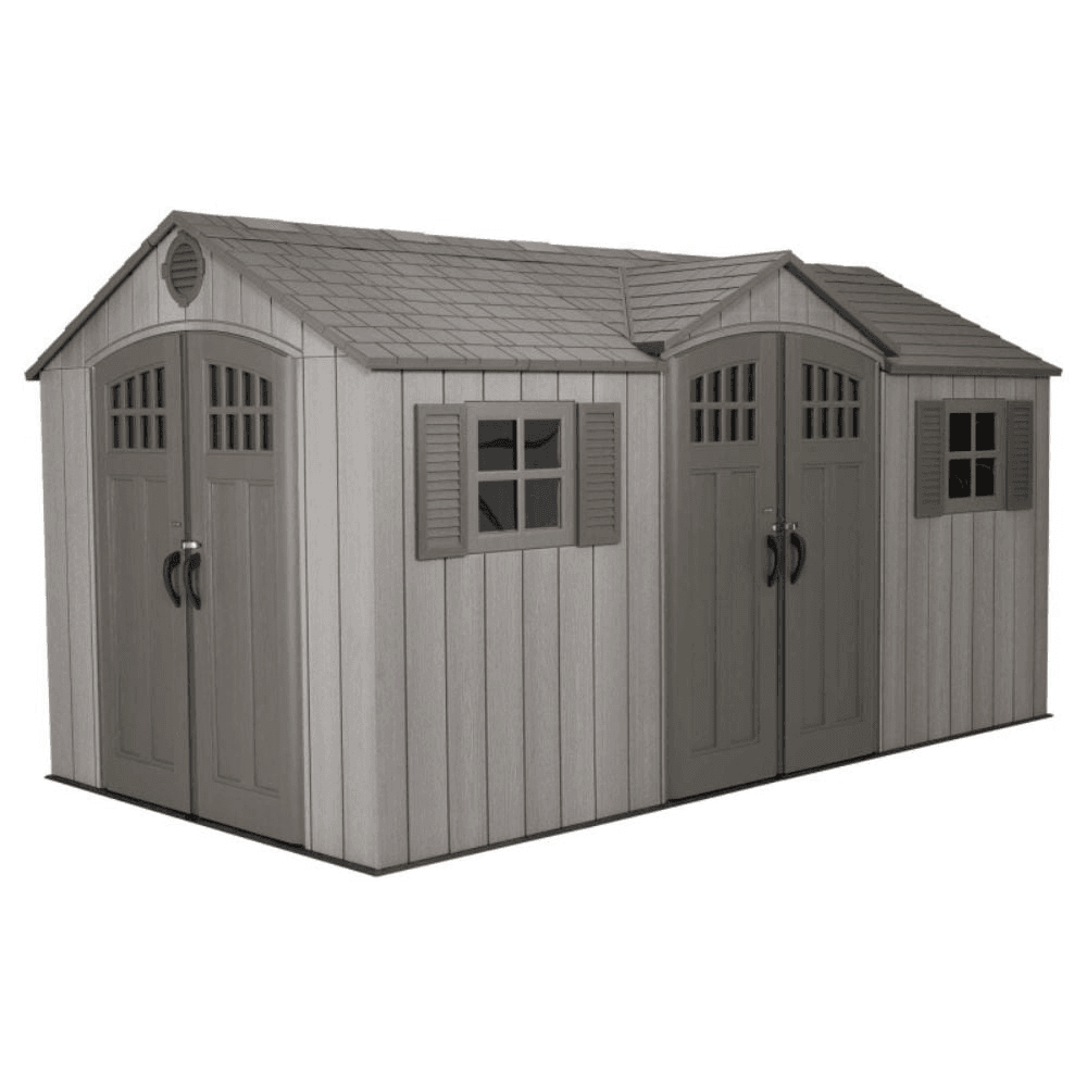 hw-250-image-1.png Lifetime 15 ft x 8 ft Rough Cut Backyard Storage Shed with Floor - Image 1