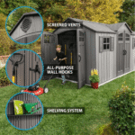 Lifetime 15 ft x 8 ft Rough Cut Backyard Storage Shed with Floor - Image 3